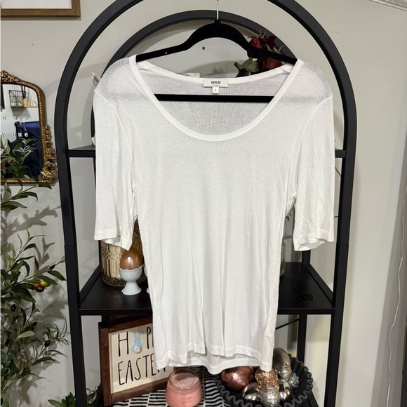 Agolde White Fitted Short Sleeve T-Shirt size large - Picture 2 of 7